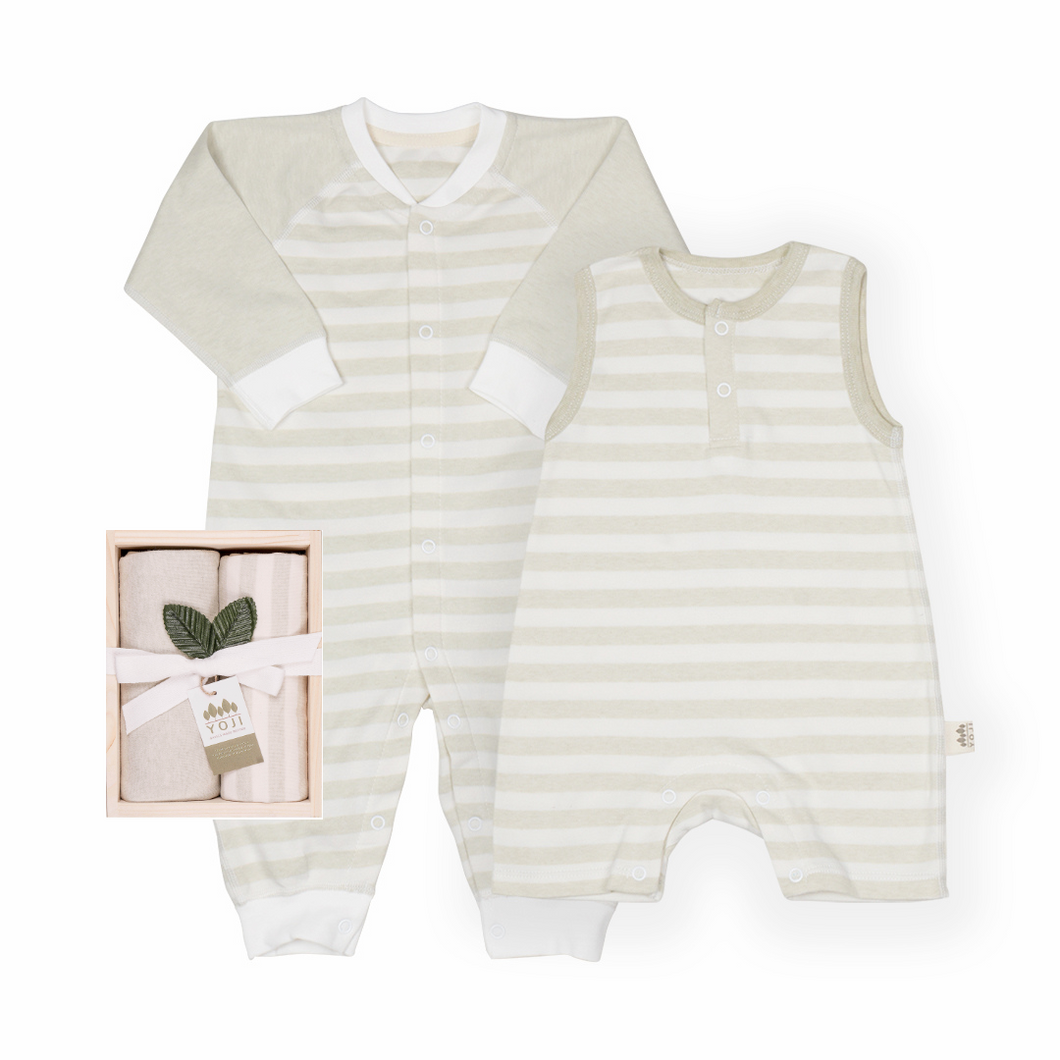 Baby Day to Night Gift Box Green Wide Stripes