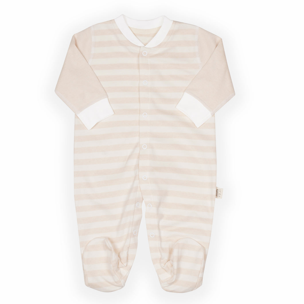 Newborn Footed Sleep suit Beige Wide Stripes