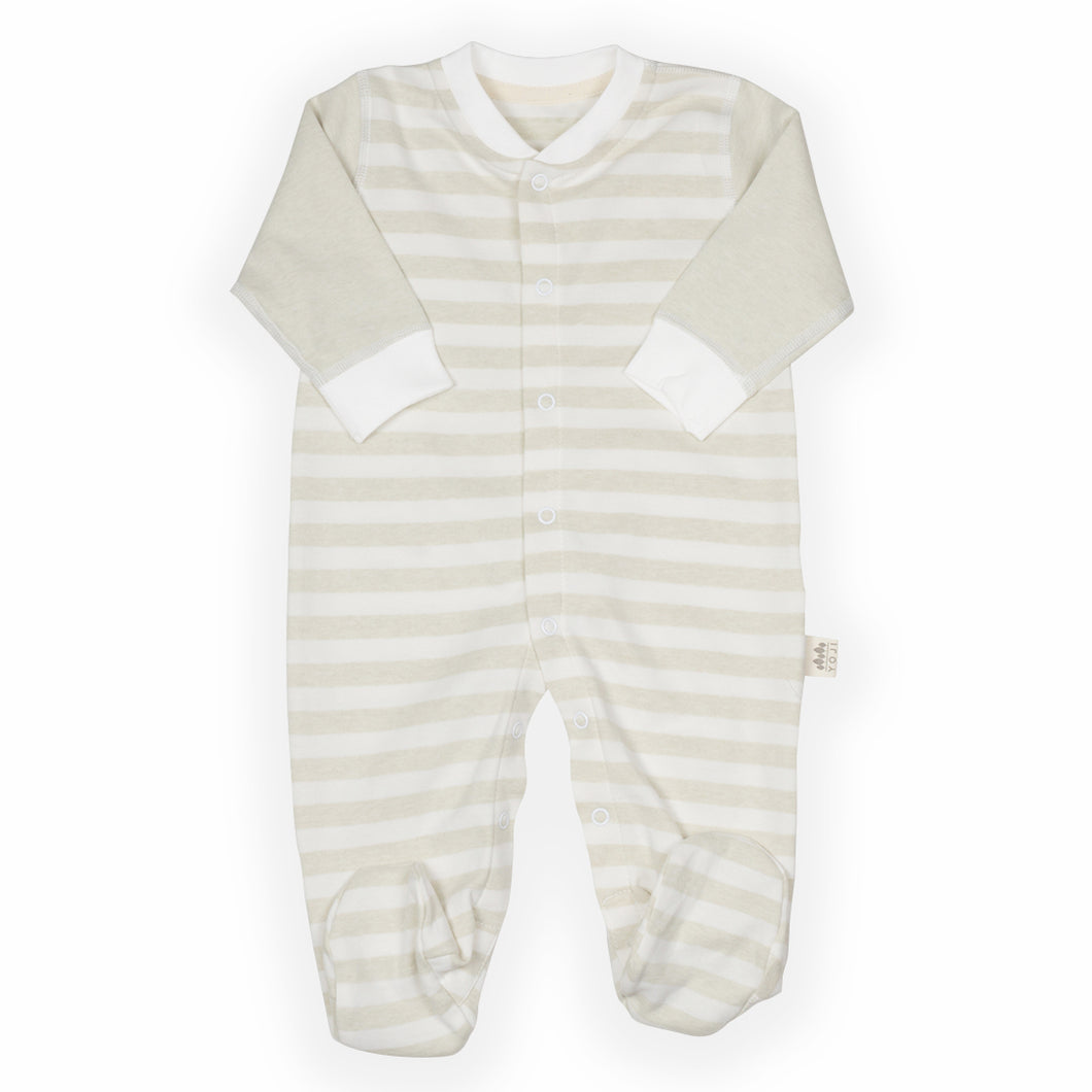 Newborn Footed Sleep suit Green Wide Stripes