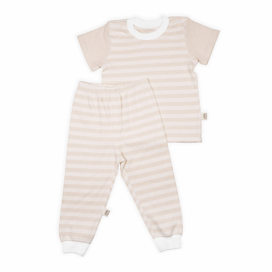 Pajamas and Shirt Set Beige Stripes