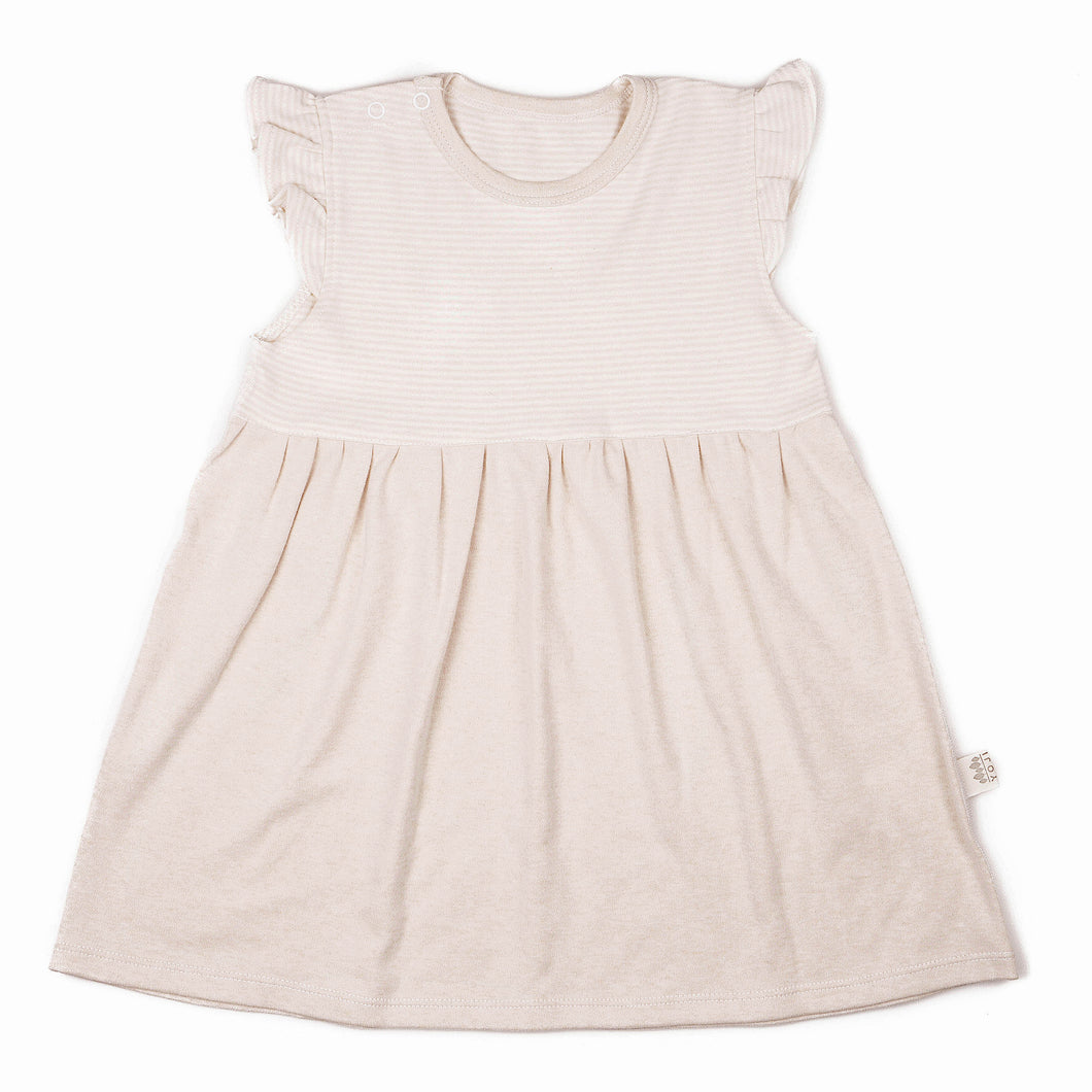 Ruffle Dress Solid Beige