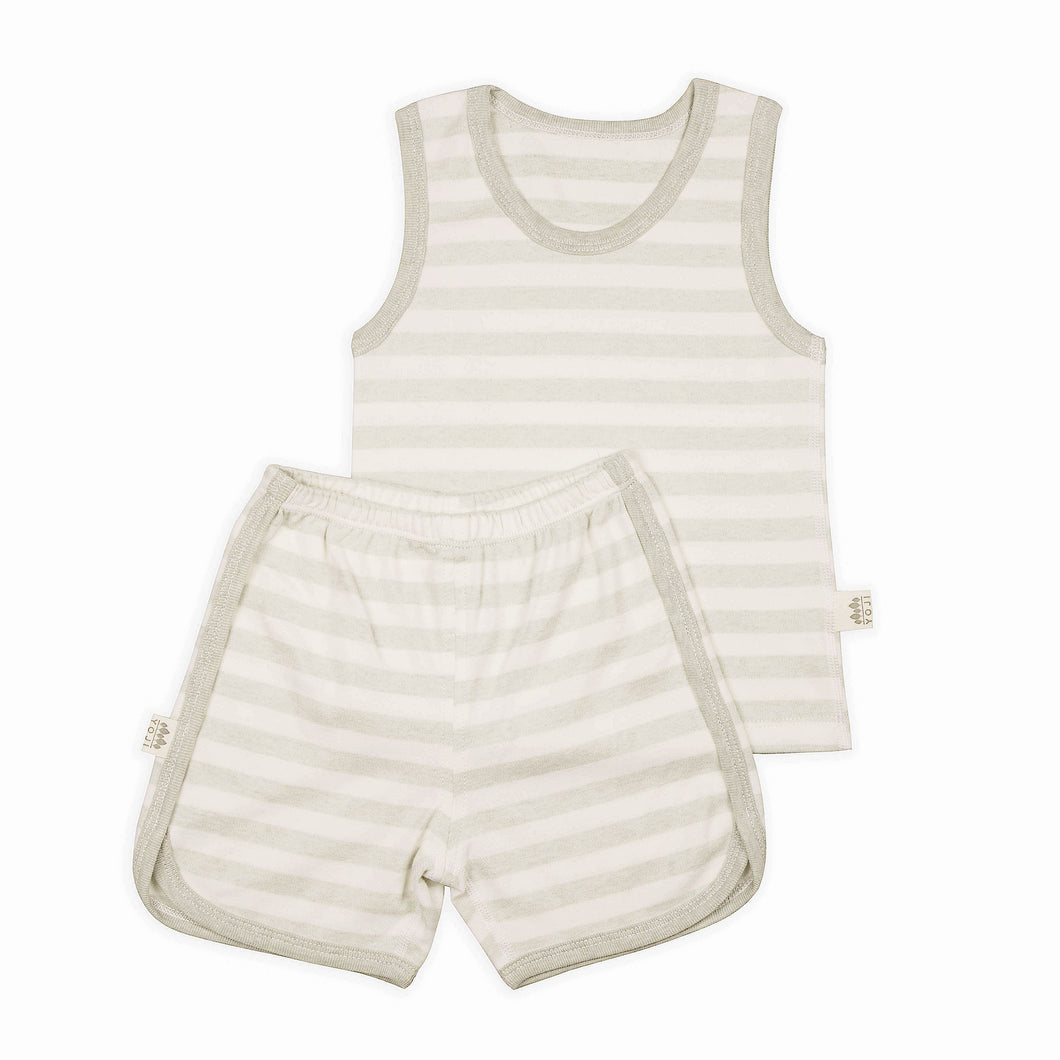 Sando and Shorts Set Green Stripes